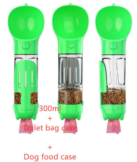 Portable Dog Water Bottle, Outdoor Dog Water Dispenser with Poop Bag, Pet Travel Water Bottle Dispenser with Drinking Feeder and Food Container for Dogs Walk Travel