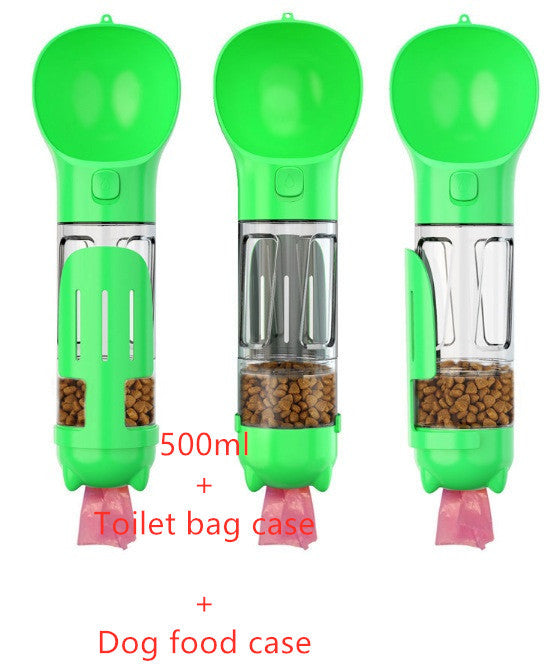 Portable Dog Water Bottle, Outdoor Dog Water Dispenser with Poop Bag, Pet Travel Water Bottle Dispenser with Drinking Feeder and Food Container for Dogs Walk Travel
