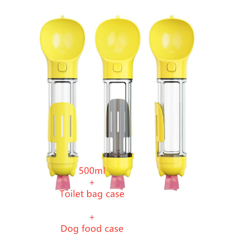 Portable Dog Water Bottle, Outdoor Dog Water Dispenser with Poop Bag, Pet Travel Water Bottle Dispenser with Drinking Feeder and Food Container for Dogs Walk Travel