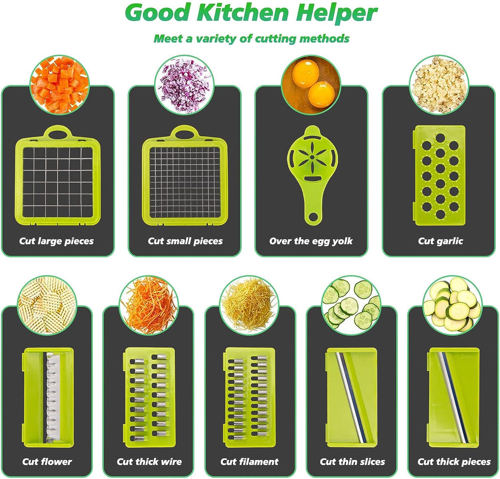 Vegetable Chopper 14 In 1 Mandoline Slicer Multi-Function Kitchen  7 Replaceable Stainless !!