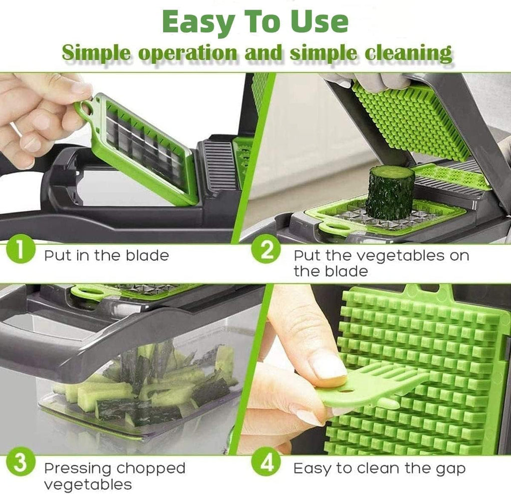 Vegetable Chopper 14 In 1 Mandoline Slicer Multi-Function Kitchen  7 Replaceable Stainless !!