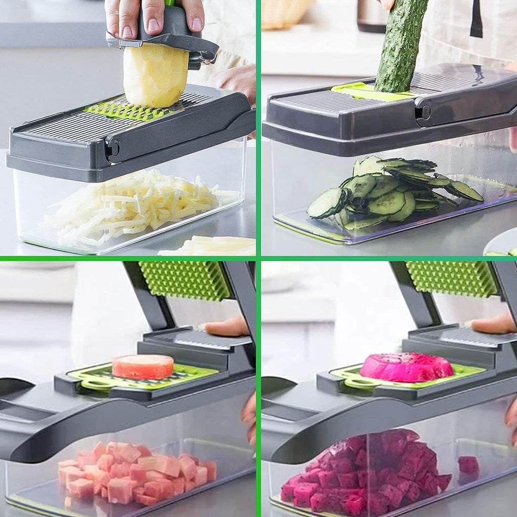 Vegetable Chopper 14 In 1 Mandoline Slicer Multi-Function Kitchen  7 Replaceable Stainless !!