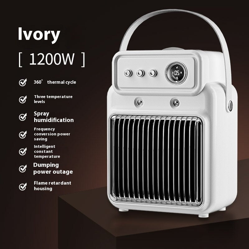 2 in 1 Electric Space Heater Fan & Humidifier Combo-1200W -Portable Heater W/timed Overheat Protection, Desk Heaters for Indoor Use -White