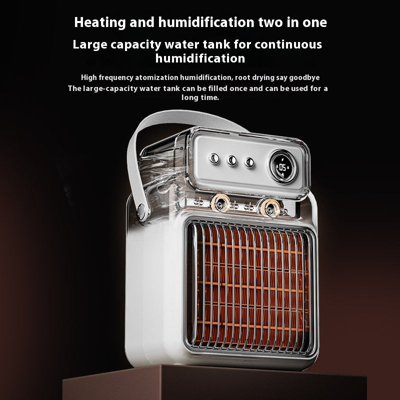 2 in 1 Electric Space Heater Fan & Humidifier Combo-1200W -Portable Heater W/timed Overheat Protection, Desk Heaters for Indoor Use -White