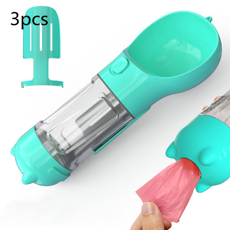 Portable Dog Water Bottle, Outdoor Dog Water Dispenser with Poop Bag, Pet Travel Water Bottle Dispenser with Drinking Feeder and Food Container for Dogs Walk Travel