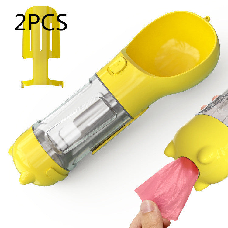 Portable Dog Water Bottle, Outdoor Dog Water Dispenser with Poop Bag, Pet Travel Water Bottle Dispenser with Drinking Feeder and Food Container for Dogs Walk Travel
