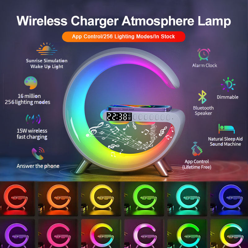 LED Lamp Bluetooth Speake Wireless Charger Atmosphere Lamp App Control 2023 New