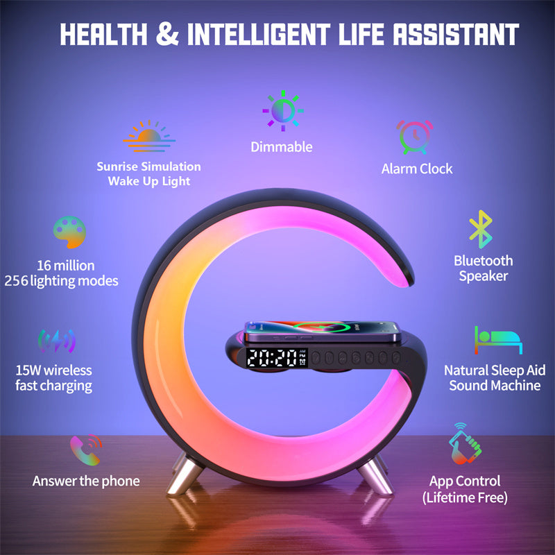 LED Lamp Bluetooth Speake Wireless Charger Atmosphere Lamp App Control 2023 New