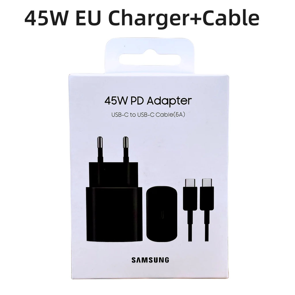 Samsung 45W Super-Fast Charger Original USB‑C Adapter + Cable | EU Certified | For Galaxy S24 S23 Ultra Z Fold 5 Flip 5 S22 S21