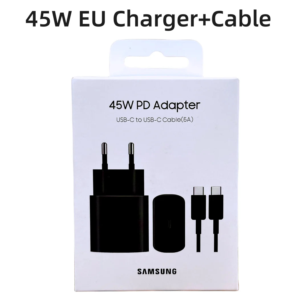 Samsung 45W Super-Fast Charger Original USB‑C Adapter + Cable | EU Certified | For Galaxy S24 S23 Ultra Z Fold 5 Flip 5 S22 S21