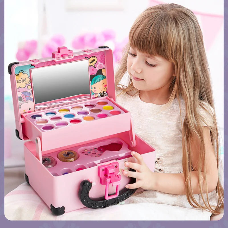 Washable Princess Makeup Vanity Set – Non-Toxic & Safety-Tested Pretend Play Kit for Girls