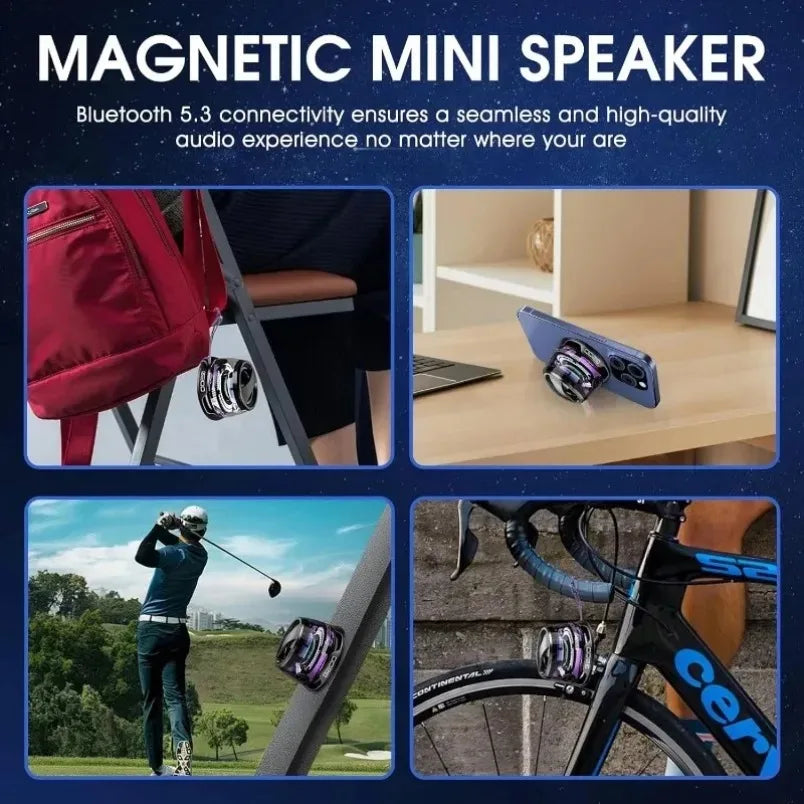 All-In-One" Specialist: 4-in-1 Mini Bluetooth Speaker: Magnetic Base, RGB Lights, & Built-in Phone Holde for IOS.