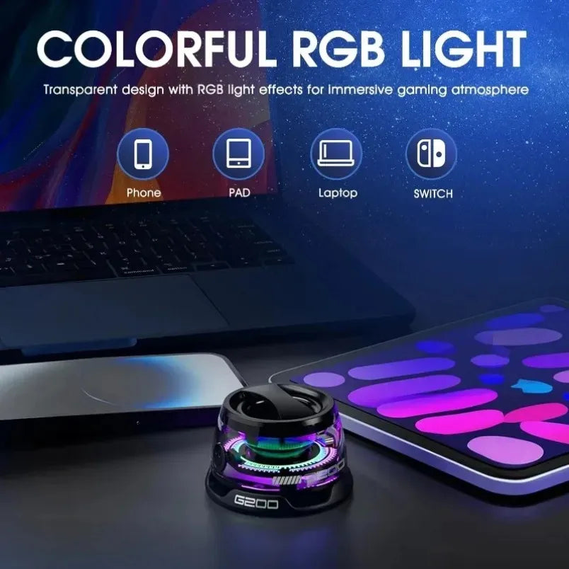 All-In-One" Specialist: 4-in-1 Mini Bluetooth Speaker: Magnetic Base, RGB Lights, & Built-in Phone Holde for IOS.