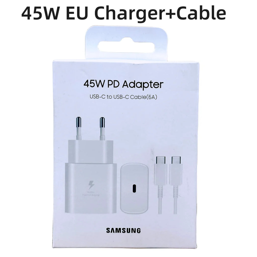 Samsung 45W Super-Fast Charger Original USB‑C Adapter + Cable | EU Certified | For Galaxy S24 S23 Ultra Z Fold 5 Flip 5 S22 S21