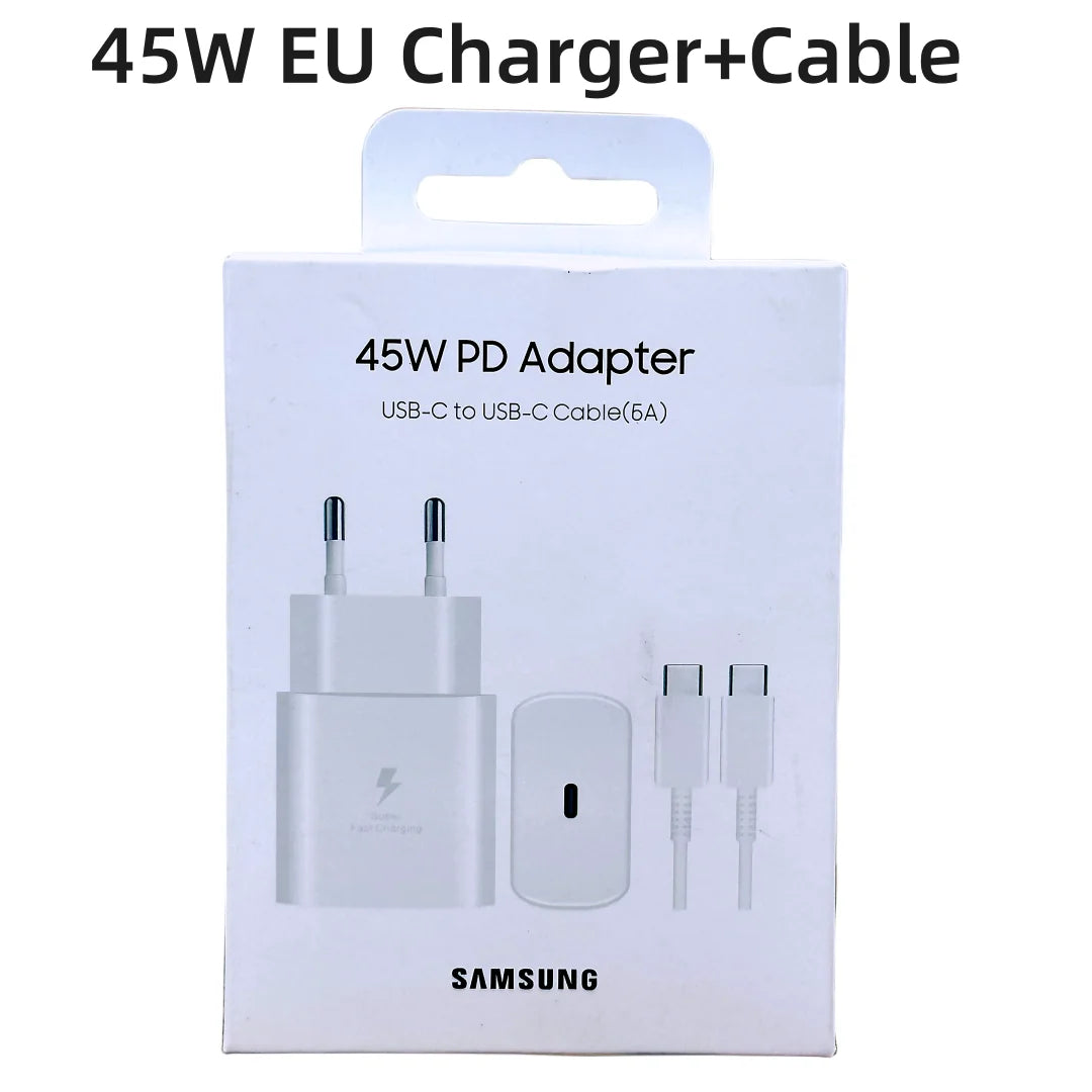 Samsung 45W Super-Fast Charger Original USB‑C Adapter + Cable | EU Certified | For Galaxy S24 S23 Ultra Z Fold 5 Flip 5 S22 S21
