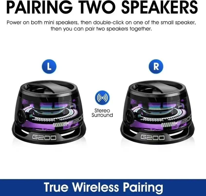 All-In-One" Specialist: 4-in-1 Mini Bluetooth Speaker: Magnetic Base, RGB Lights, & Built-in Phone Holde for IOS.