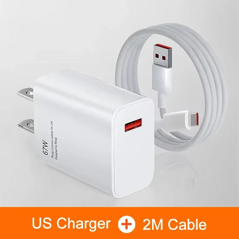 USB C Charger Block 67W Fast Charging Wall Charger Type C Power Adapter PD QC 3.0 Quick Charge Plug for Xiaomi Poco X6 Pro X5 F5 Mi 14 13 12S Redmi K60 K50 Samsung Galaxy iPhone iPad — EU US UK Plug