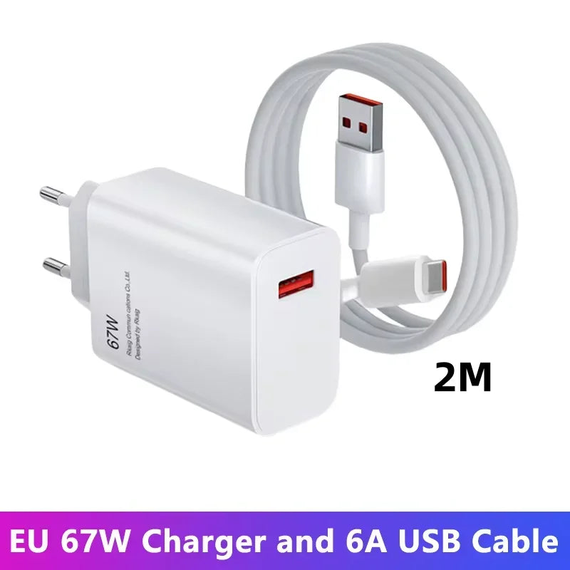 USB C Charger Block 67W Fast Charging Wall Charger Type C Power Adapter PD QC 3.0 Quick Charge Plug for Xiaomi Poco X6 Pro X5 F5 Mi 14 13 12S Redmi K60 K50 Samsung Galaxy iPhone iPad — EU US UK Plug