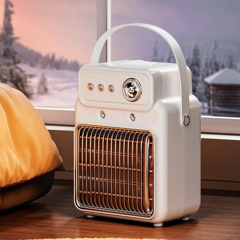 2 in 1 Electric Space Heater Fan & Humidifier Combo-1200W -Portable Heater W/timed Overheat Protection, Desk Heaters for Indoor Use -White