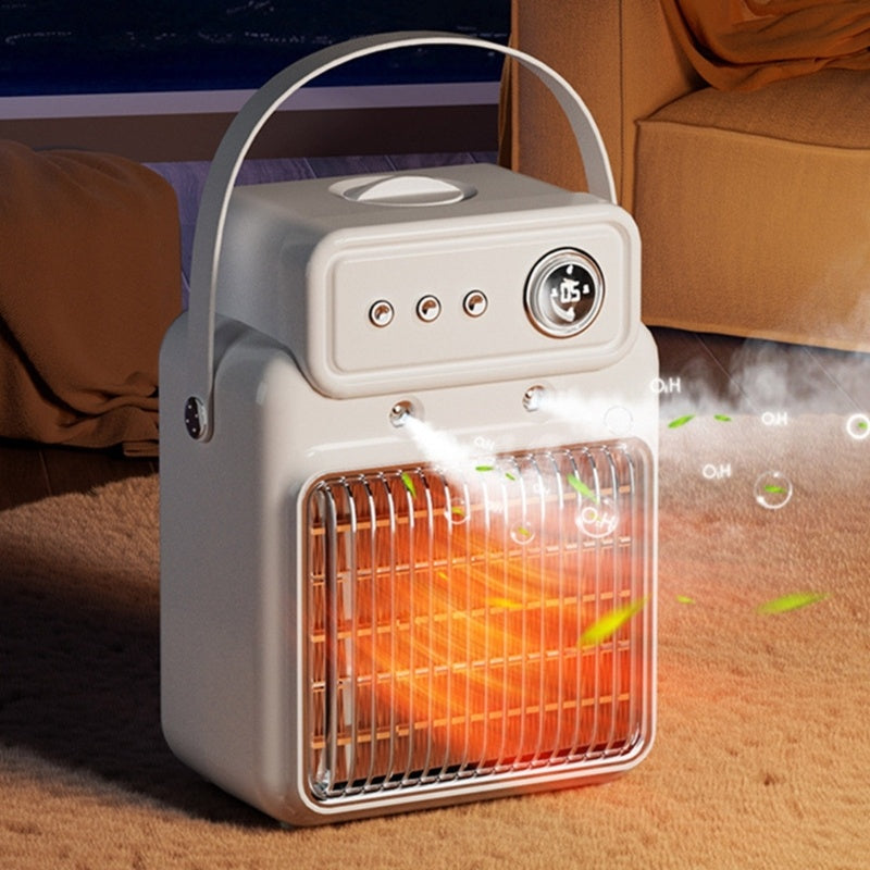 2 in 1 Electric Space Heater Fan & Humidifier Combo-1200W -Portable Heater W/timed Overheat Protection, Desk Heaters for Indoor Use -White