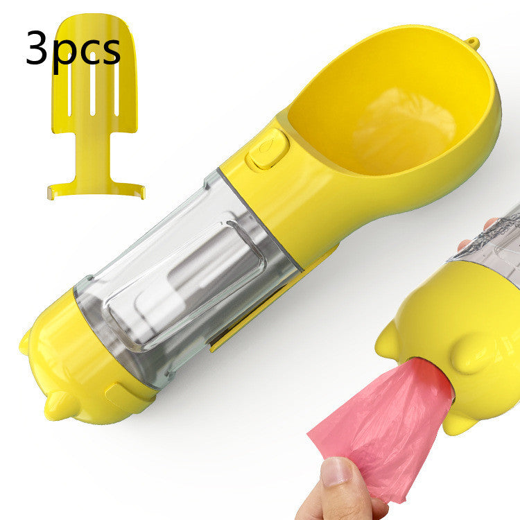 Portable Dog Water Bottle, Outdoor Dog Water Dispenser with Poop Bag, Pet Travel Water Bottle Dispenser with Drinking Feeder and Food Container for Dogs Walk Travel